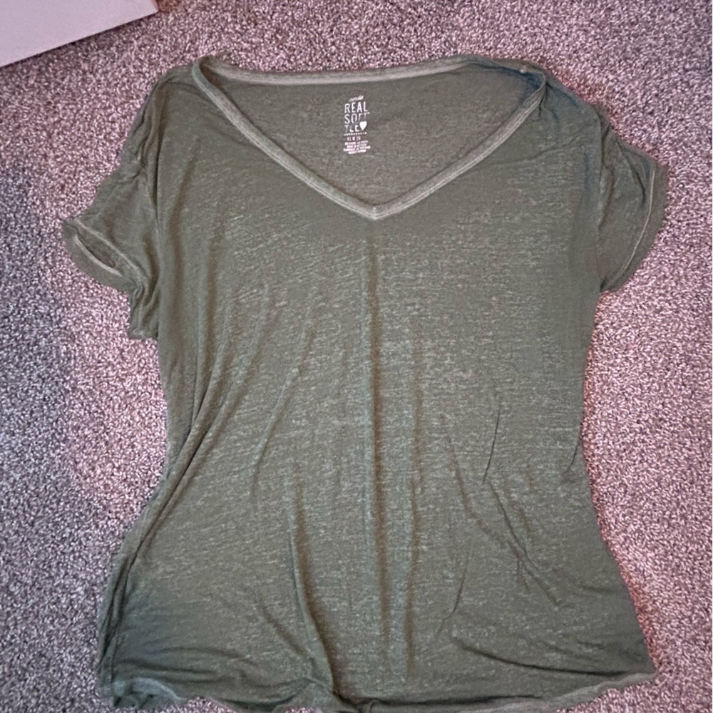Women's Green V-Neck Top
